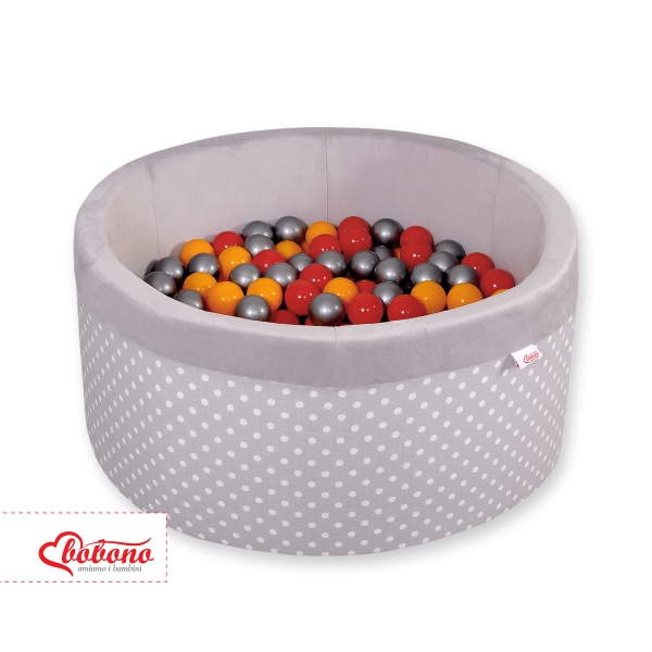 Minky Ballenbak met Ballen 4x50 st Grijs Polkaprikker