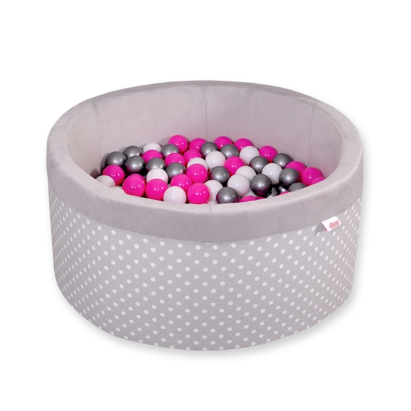 Minky Ballenbak met Ballen 4x50 st Grijs Polkaprikker