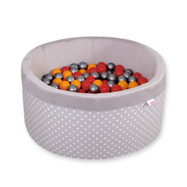 Minky Ballenbak met Ballen 4x50 st Grijs Polkaprikker