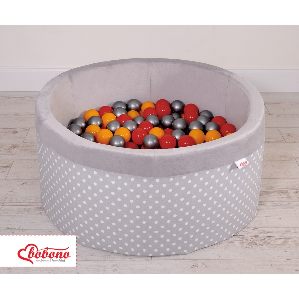 Minky Ballenbak met Ballen 4x50 st Grijs Polkaprikker