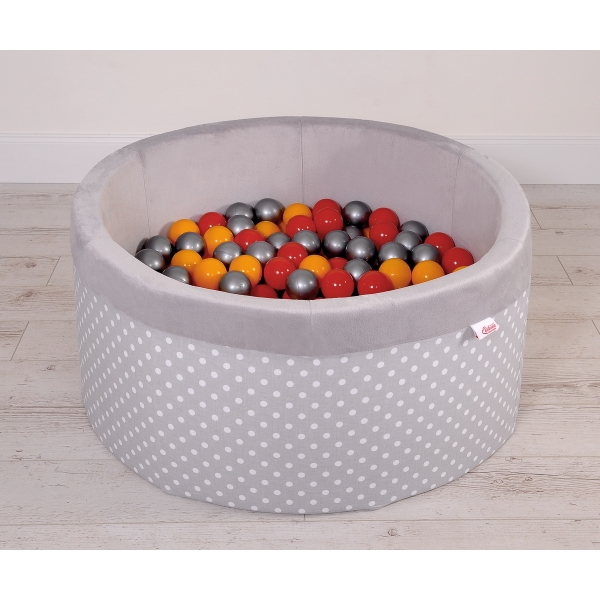 Minky Ballenbak met Ballen 4x50 st Grijs Polkaprikker