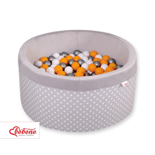 Minky Ballenbak met Ballen 4x50 st Grijs Polkaprikker