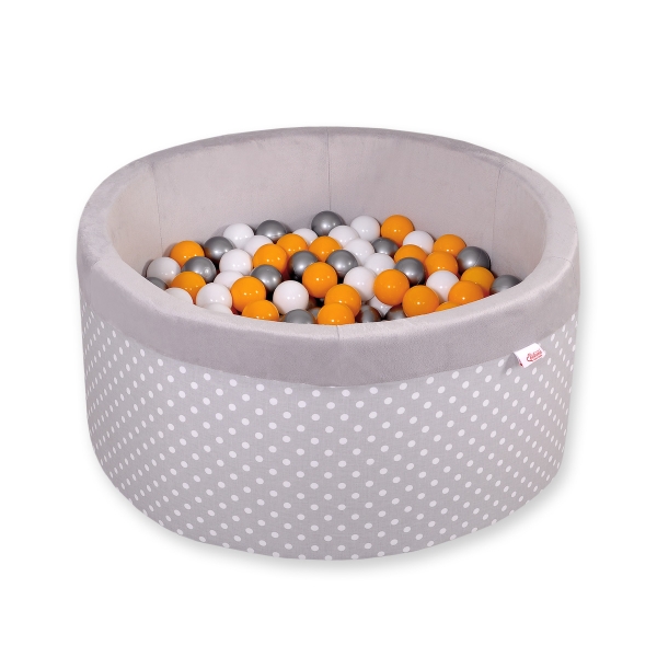 Minky Ballenbak met Ballen 4x50 st Grijs Polkaprikker