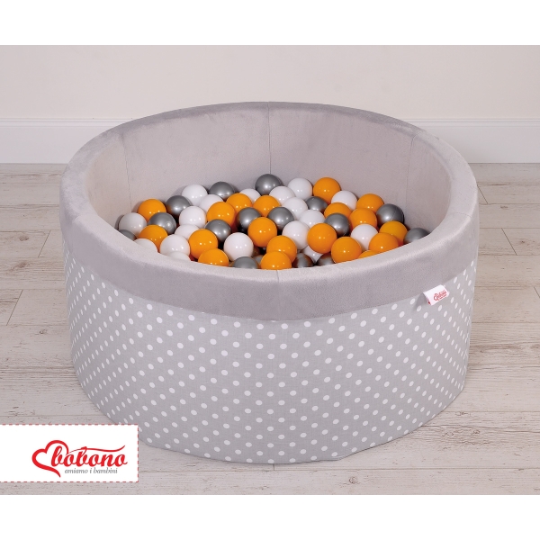 Minky Ballenbak met Ballen 4x50 st Grijs Polkaprikker