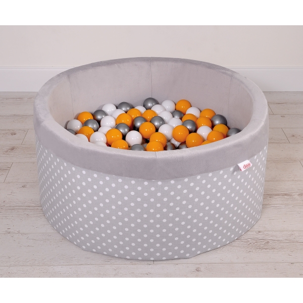 Minky Ballenbak met Ballen 4x50 st Grijs Polkaprikker