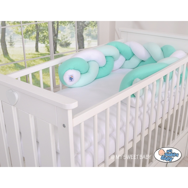 My Sweet Baby Boxbumper Vlecht 180 cm Mint Wit