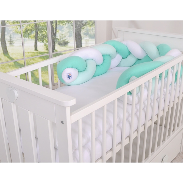 My Sweet Baby Boxbumper Vlecht 180 cm Mint Wit
