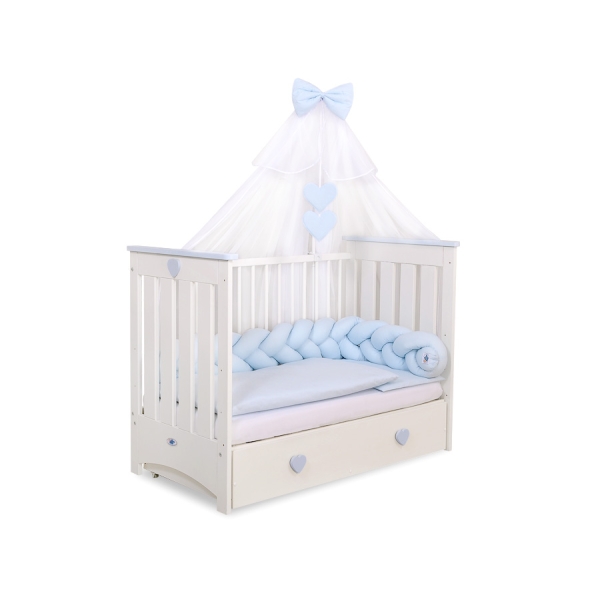 My Sweet Baby Gevlochten Bedbumper voor Babybed 180 cm Blauw Voor Jongens