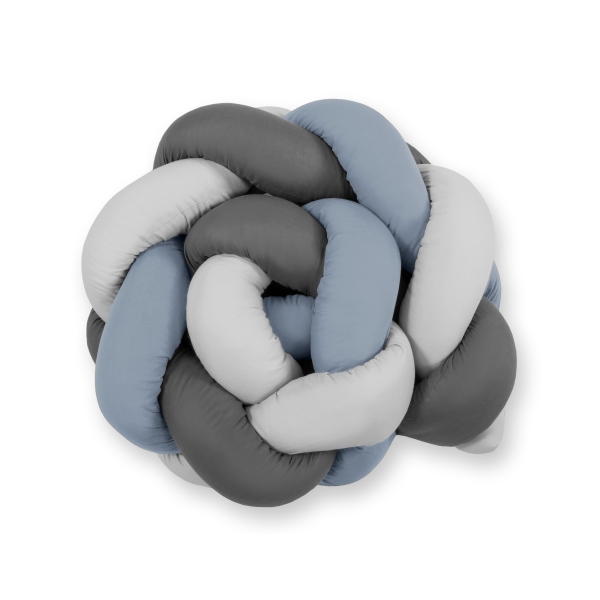 My Sweet Baby Gevlochten Bedbumper voor Babybed 180 cm Grijs Antraciet Pastelblauw