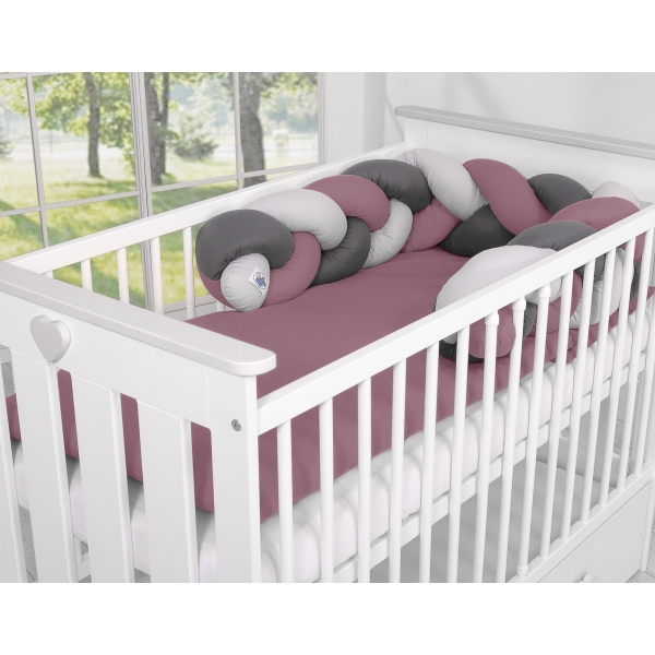 My Sweet Baby Gevlochten Bedbumper voor Babybed 180 cm Grijs Pastelviolet Antraciet