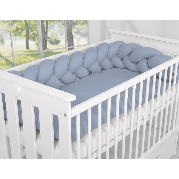 My Sweet Baby Gevlochten Bedbumper voor Babybed 180 cm Pastelblauw