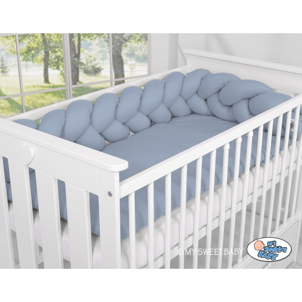 My Sweet Baby Gevlochten Bedbumper voor Babybed 180 cm Pastelblauw