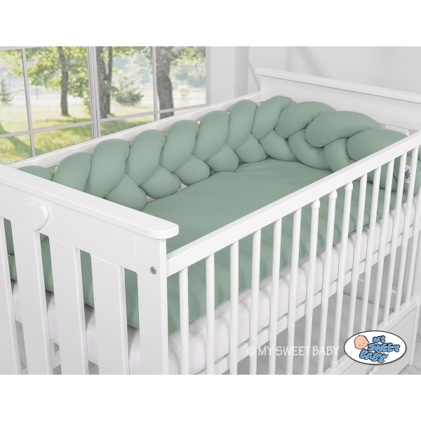 My Sweet Baby Gevlochten Bedbumper voor Babybed 180 cm Pastelgroen