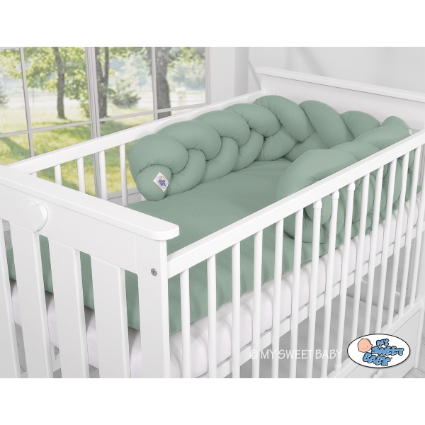 My Sweet Baby Gevlochten Bedbumper voor Babybed 180 cm Pastelgroen