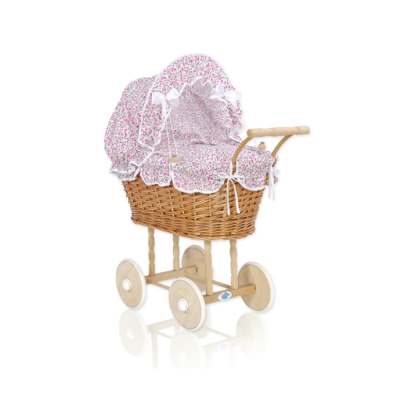 Natuurlijke Poppenwagen van Riet Roze Bloemenweide Bloemen