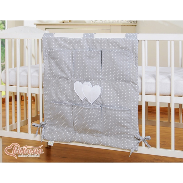 Opbergtas voor Babybed - Harten Grijs Polkaprikker