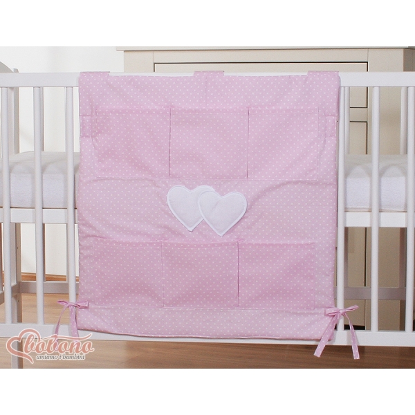 Opbergtas voor Babybed - Harten Roze Polkaprikker