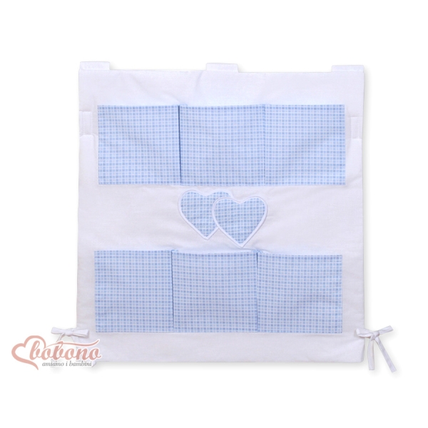 Opbergtas voor Ledikant - Harten Blauw Geruit