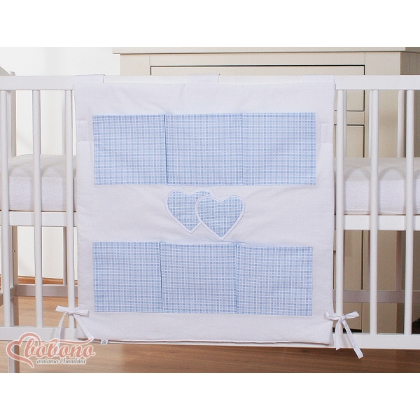 Opbergtas voor Ledikant - Harten Blauw Geruit