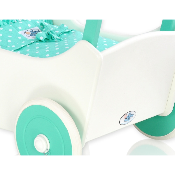 Poppenwagen Hout Mint Wit