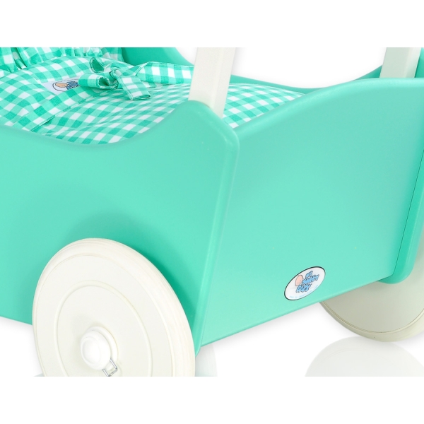 Poppenwagen Hout Mint Wit