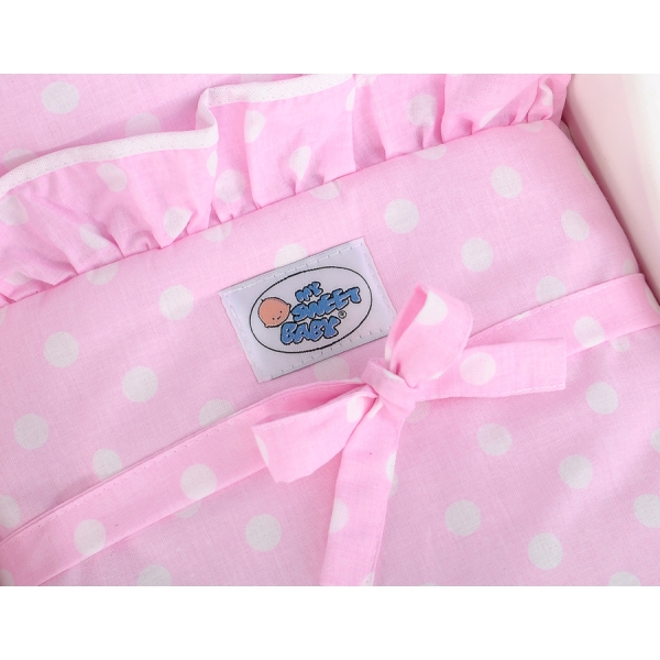 Poppenwagen Hout Roze Wit