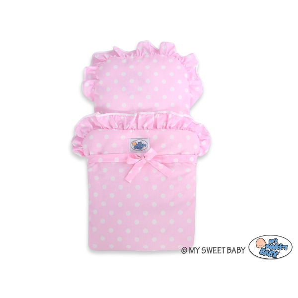 Poppenwagen Hout Roze Wit