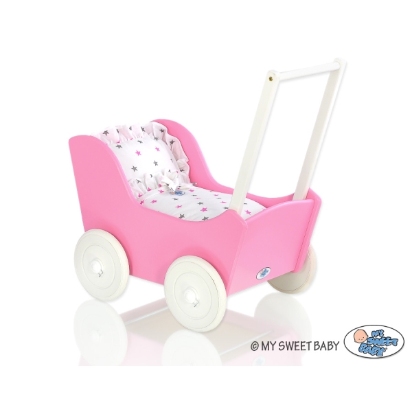 Poppenwagen Hout Wit