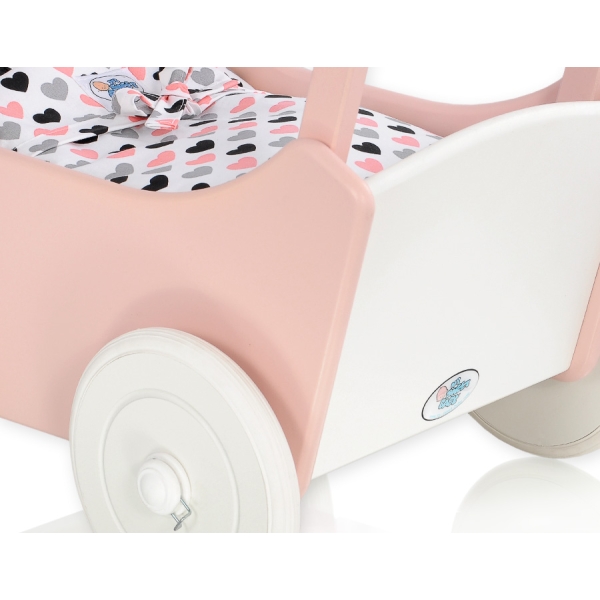 Poppenwagen Hout Wit Poederroze