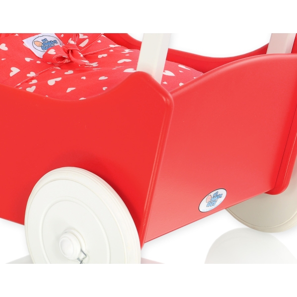 Poppenwagen Hout Wit Rood