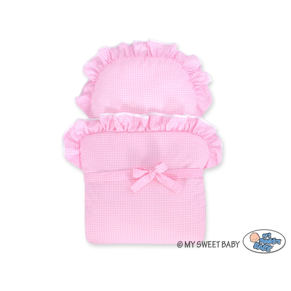 Poppenwagen Riet  Roze Wit