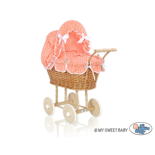 Poppenwagen Rotan Polkaprikker Perzik