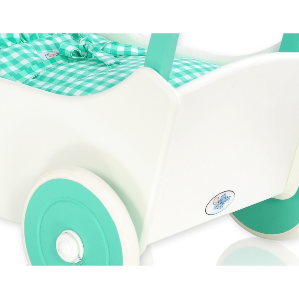 Poppenwagen van Hout Mint Wit