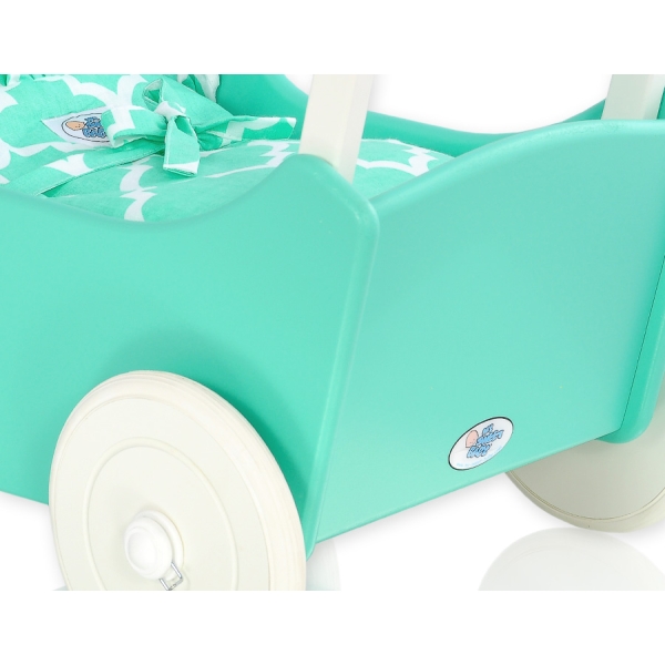 Poppenwagen van Hout Mint Wit