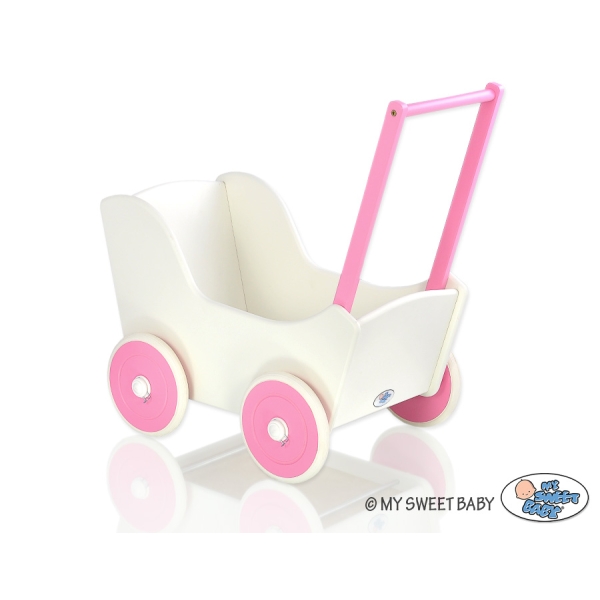 Poppenwagen van Hout Wit