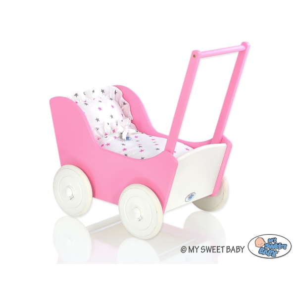 Poppenwagen van Hout Wit
