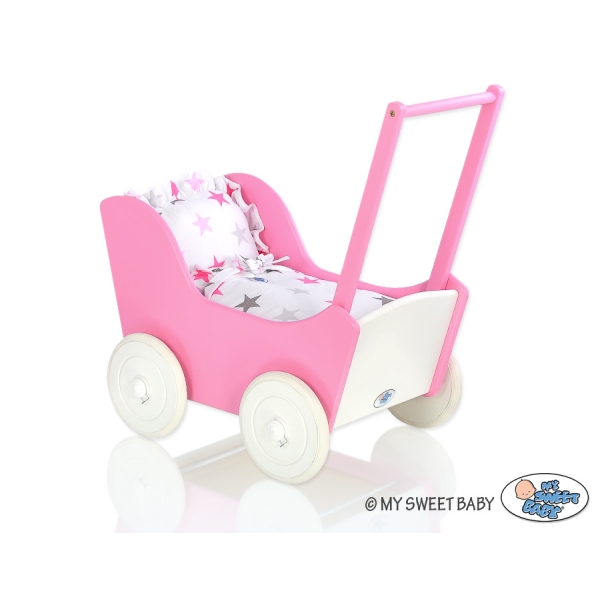 Poppenwagen van Hout Wit