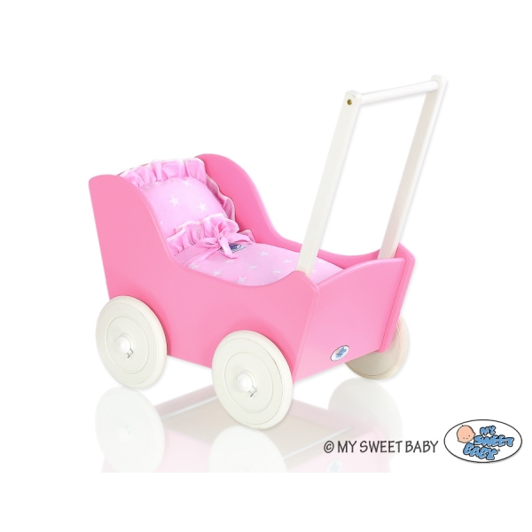 Poppenwagen van Hout Wit