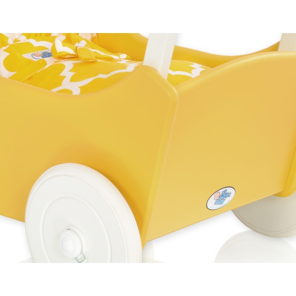 Poppenwagen van Hout Wit Geel