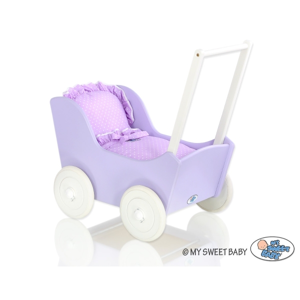 Poppenwagen van Hout Wit Purper