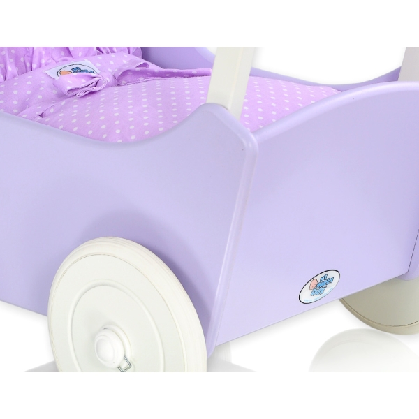 Poppenwagen van Hout Wit Purper