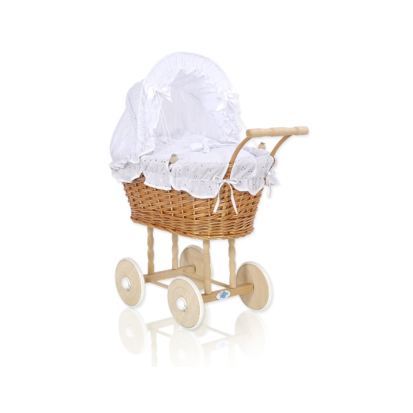Poppenwagen van Natuurlijke Riet Wit