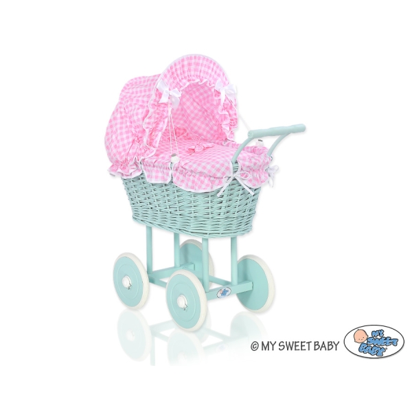 Poppenwagen van riet Mint