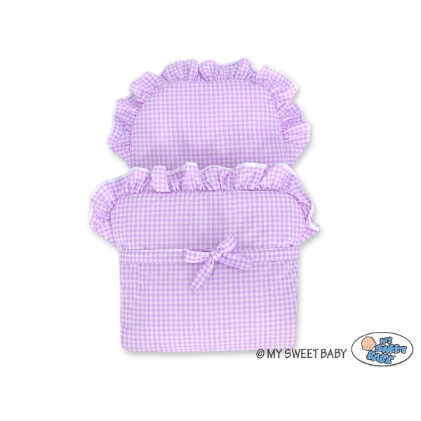 Poppenwagen van Riet Wit Purper Geruit