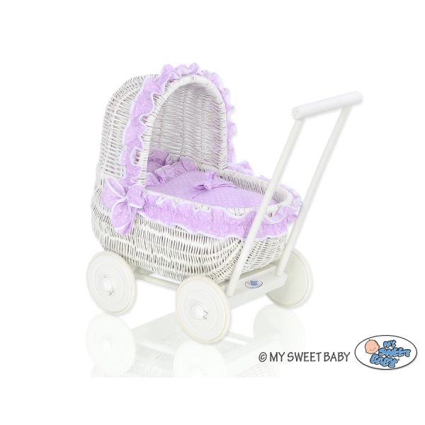 Poppenwagen van Riet Wit Purper Polkaprikker