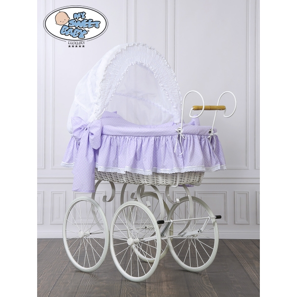 Retro Babywieg  voor Baby Wit Purper Christine