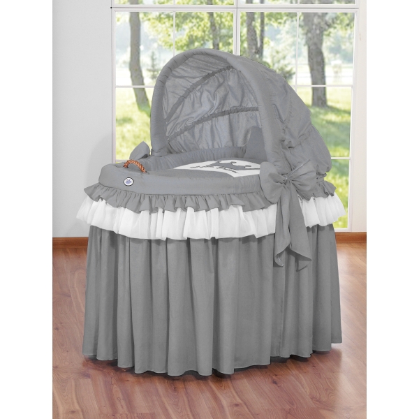Rieten Babybed met Kap -  Antraciet Little Prince Princess