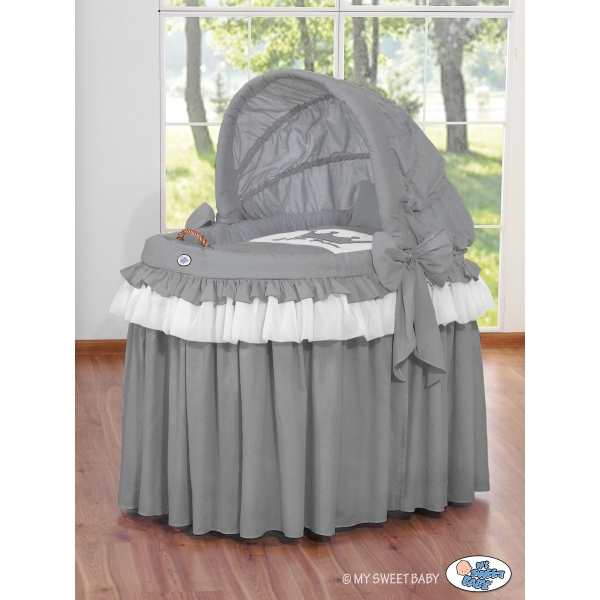 Rieten Babybed met Kap -  Antraciet Little Prince Princess