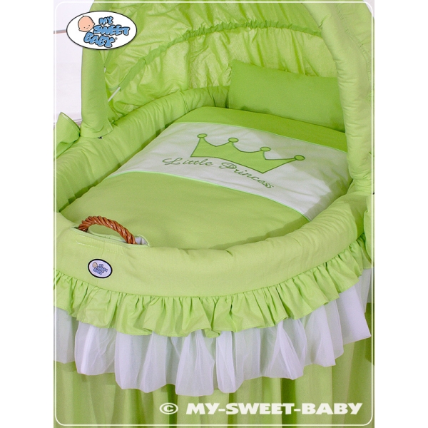 Rieten Babybed met Kap -  Groen Little Prince Princess