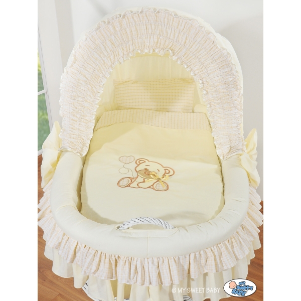 Rieten Babybed met Kap Ivoor Bear With Bow